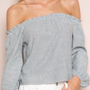 Brandy Melville off the shoulder stripped top